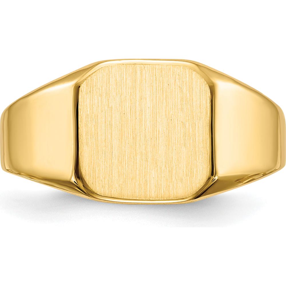 14K Yellow Gold 11mm Satin and Polished Closed-Back Signet Ring for Men by 0