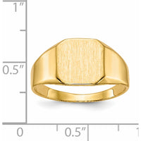 14K Yellow Gold 11mm Satin and Polished Closed-Back Signet Ring for Men by 0