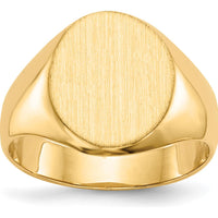 14K Yellow Gold 11x12.5mm Polished & Brushed Signet Ring - Engravable by 0