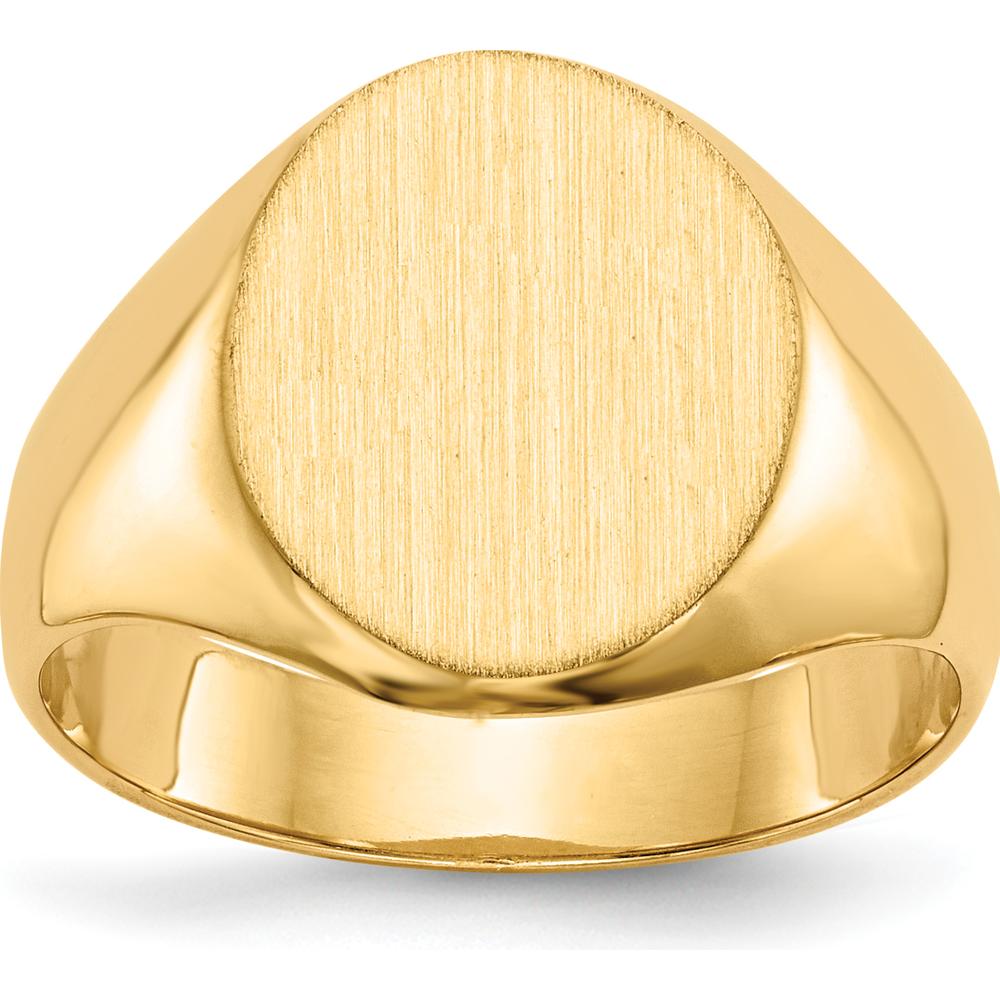 14K Yellow Gold 11x12.5mm Polished & Brushed Signet Ring - Engravable by 0