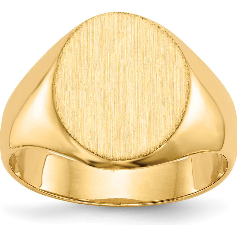 14K Yellow Gold 11x12.5mm Polished & Brushed Signet Ring - Engravable by 0