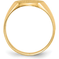 14K Yellow Gold 11x12.5mm Polished & Brushed Signet Ring - Engravable by 0