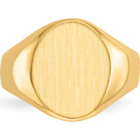 14K Yellow Gold 11x12.5mm Polished & Brushed Signet Ring - Engravable by 0
