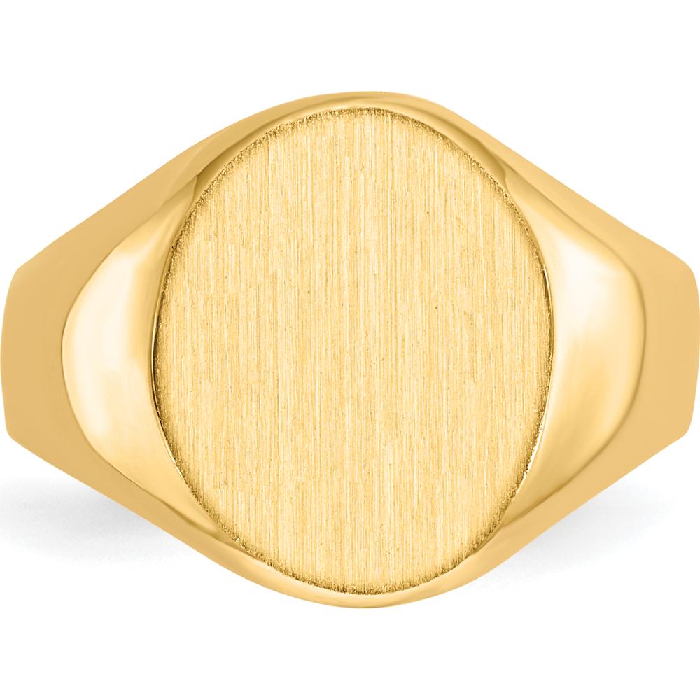 14K Yellow Gold 11x12.5mm Polished & Brushed Signet Ring - Engravable by 0