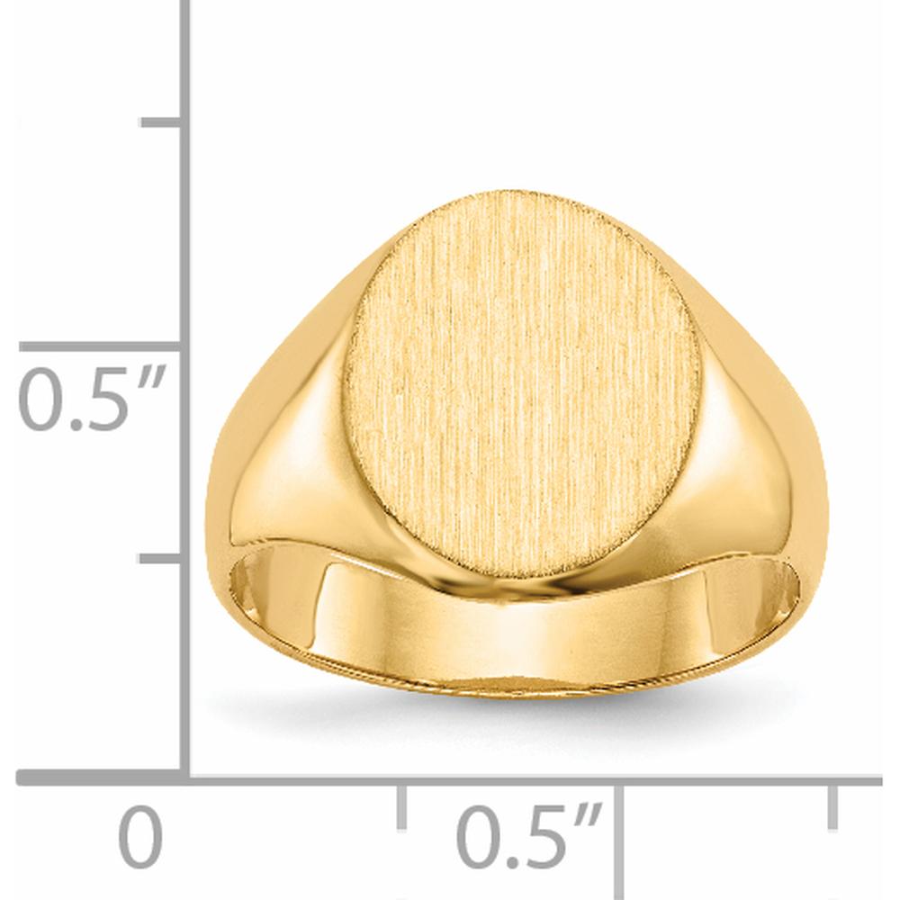14K Yellow Gold 11x12.5mm Polished & Brushed Signet Ring - Engravable by 0