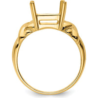 14K Yellow Gold 11x9mm Emerald Cut Gemstone Ring Mounting with Polished Tapered Band by Monteluci Fine Jewelry