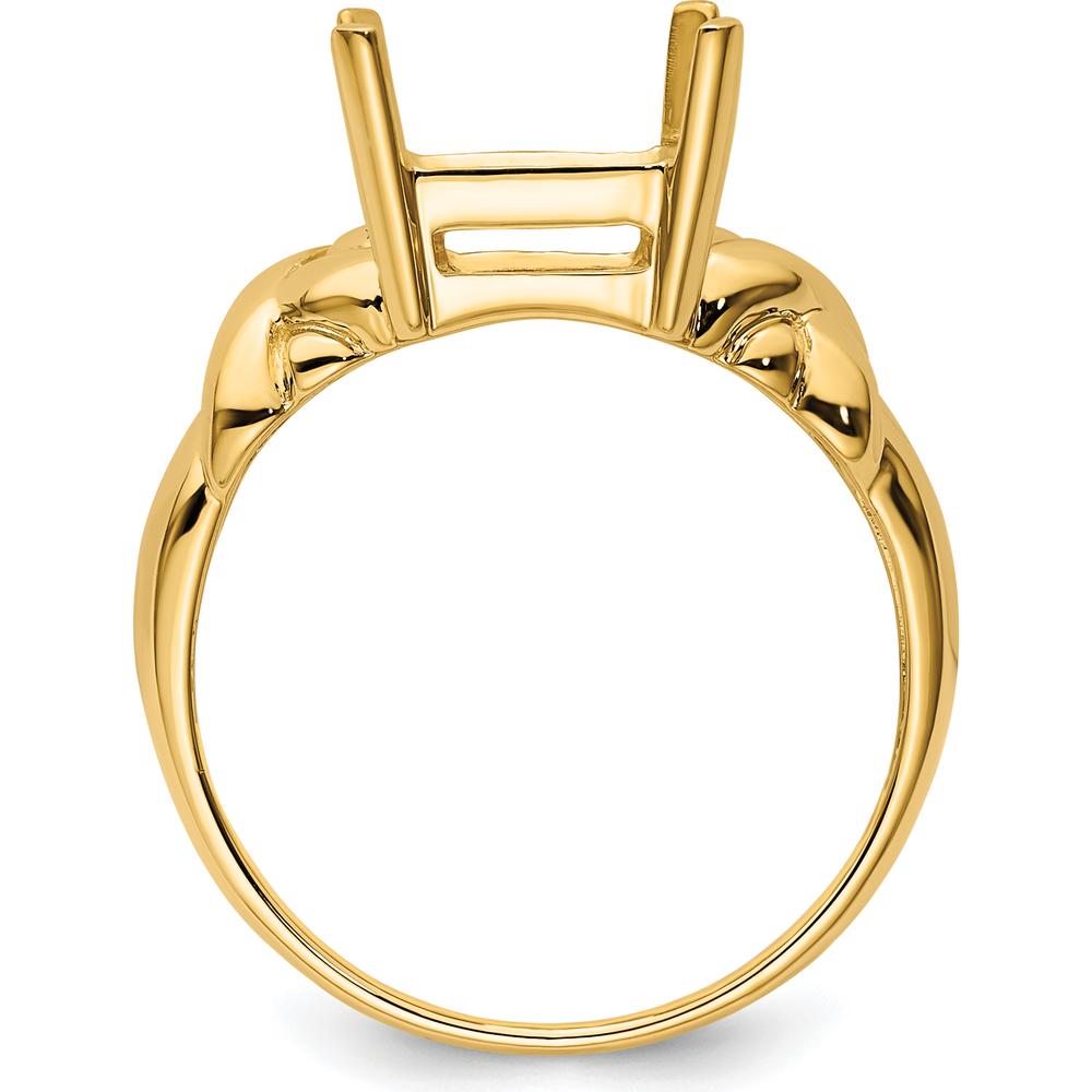 14K Yellow Gold 11x9mm Emerald Cut Gemstone Ring Mounting with Polished Tapered Band by Monteluci Fine Jewelry