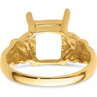 14K Yellow Gold 11x9mm Emerald Cut Gemstone Ring Mounting with Polished Tapered Band by Monteluci Fine Jewelry