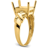 14K Yellow Gold 11x9mm Emerald Cut Gemstone Ring Mounting with Polished Tapered Band by Monteluci Fine Jewelry