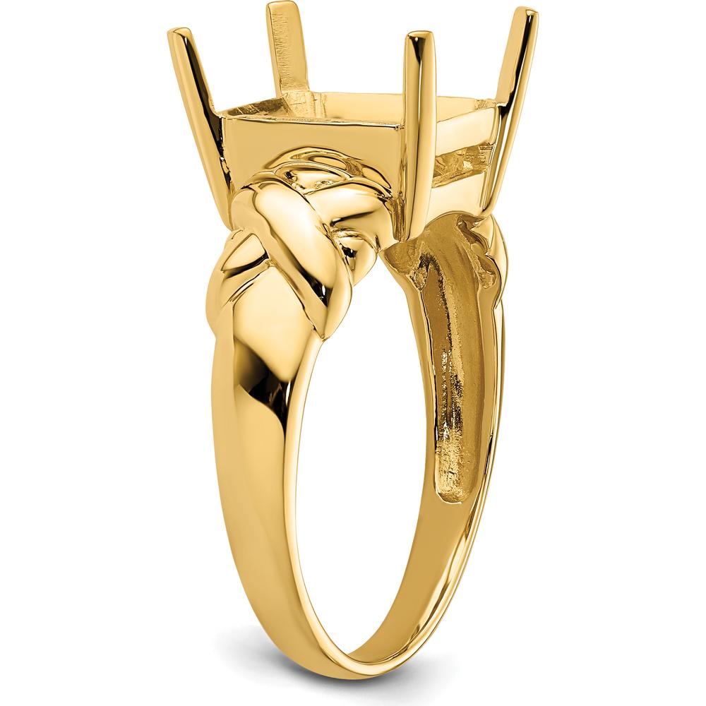 14K Yellow Gold 11x9mm Emerald Cut Gemstone Ring Mounting with Polished Tapered Band by Monteluci Fine Jewelry