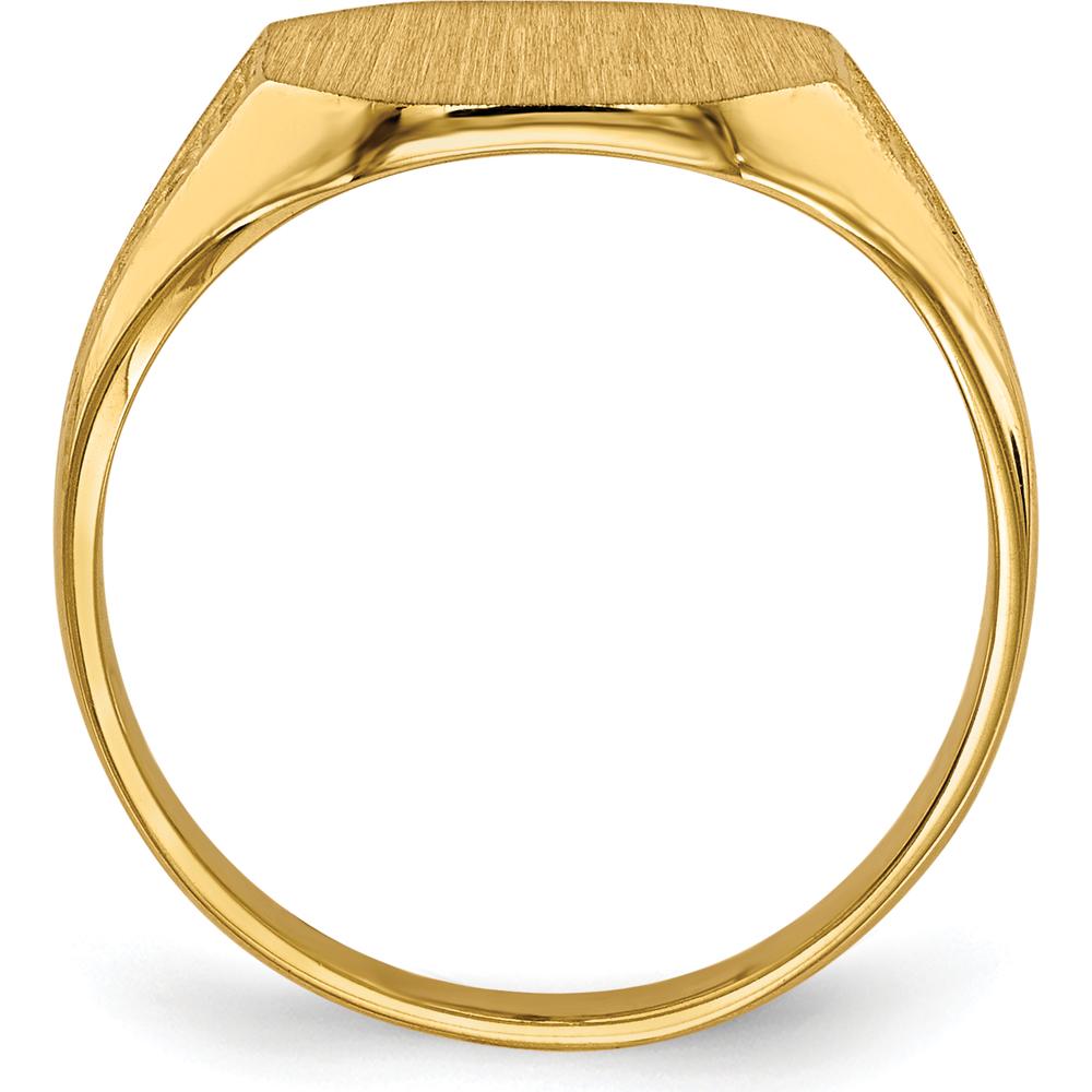 14K Yellow Gold 11x9mm Engravable Satin Finish Signet Ring by 0