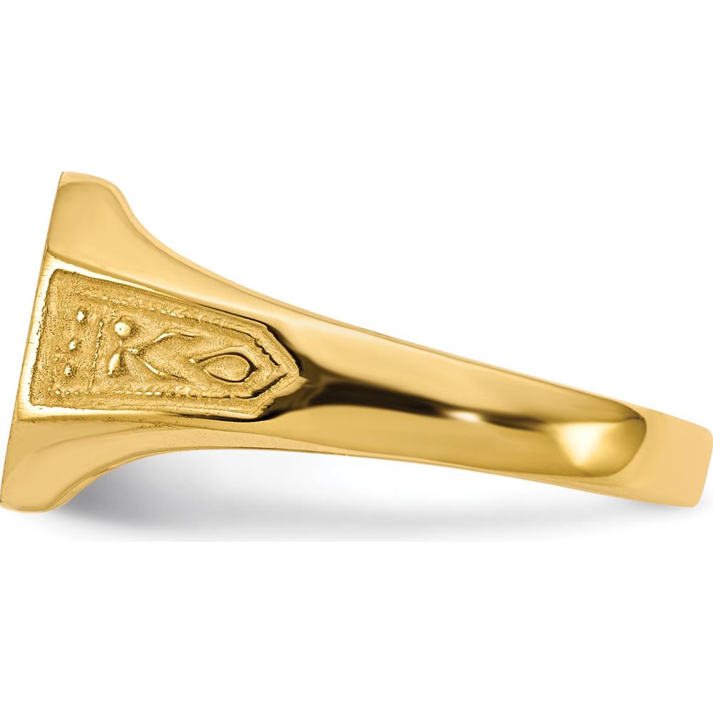 14K Yellow Gold 11x9mm Engravable Satin Finish Signet Ring by 0