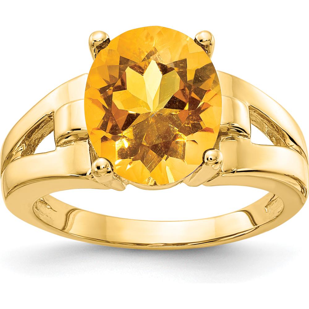 14K Yellow Gold 11x9mm Oval Citrine Ring - 3.35 Carat Total Gemstone Weight by Monteluci Fine Jewelry