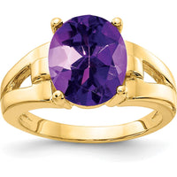 14K Yellow Gold 11x9mm Oval Natural Amethyst Ring - 3.35 Carat by Monteluci Fine Jewelry