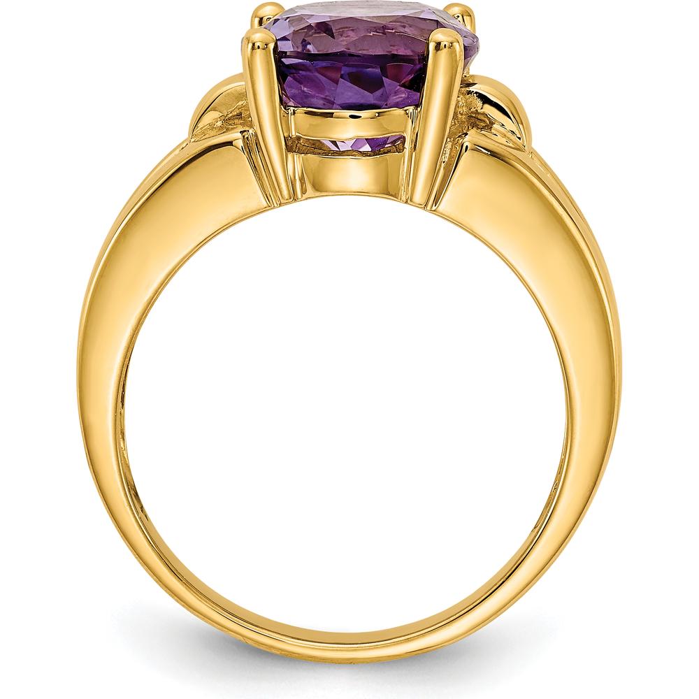 14K Yellow Gold 11x9mm Oval Natural Amethyst Ring - 3.35 Carat by Monteluci Fine Jewelry