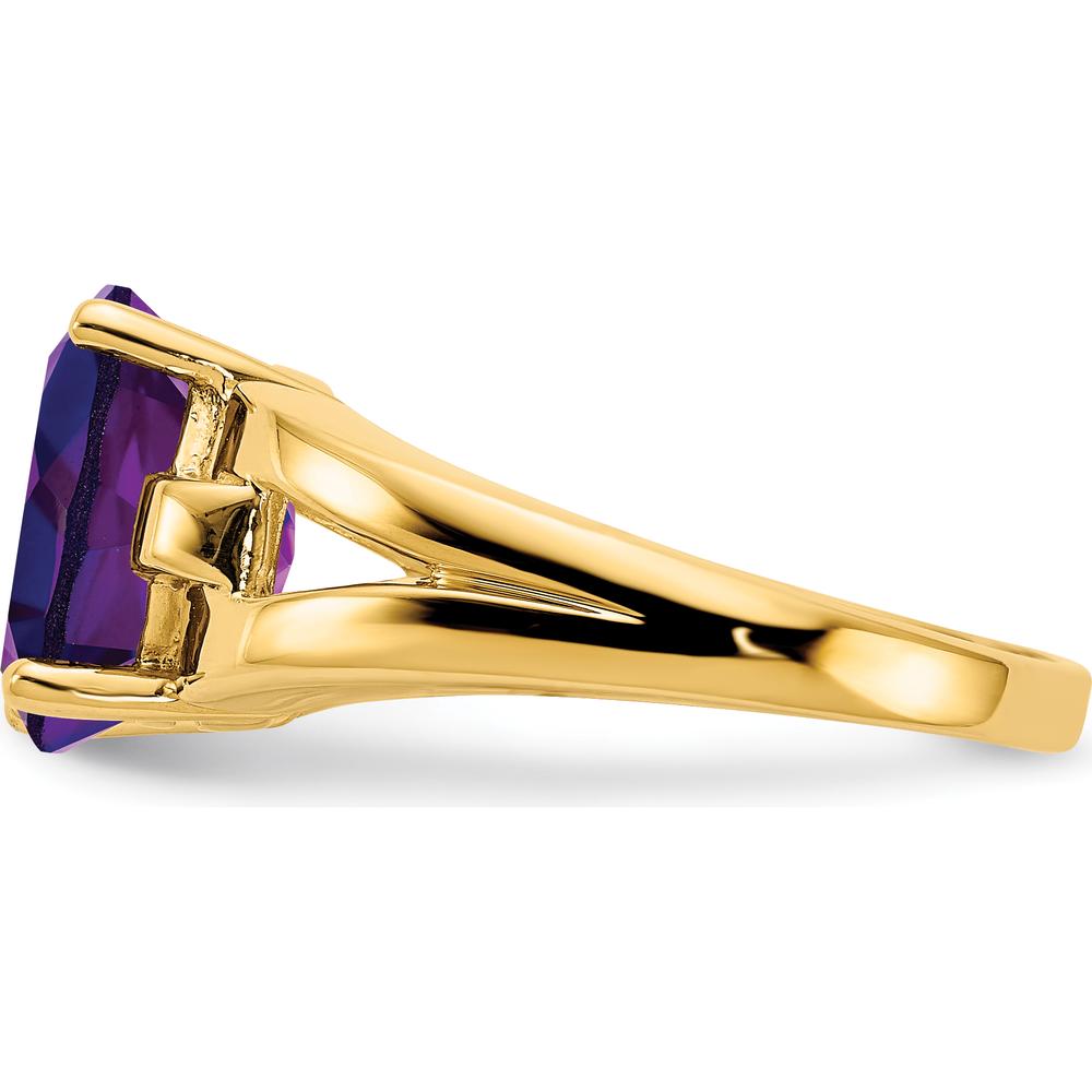 14K Yellow Gold 11x9mm Oval Natural Amethyst Ring - 3.35 Carat by Monteluci Fine Jewelry