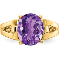 14K Yellow Gold 11x9mm Oval Natural Amethyst Ring - 3.35 Carat by Monteluci Fine Jewelry