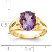 14K Yellow Gold 11x9mm Oval Natural Amethyst Ring - 3.35 Carat by Monteluci Fine Jewelry