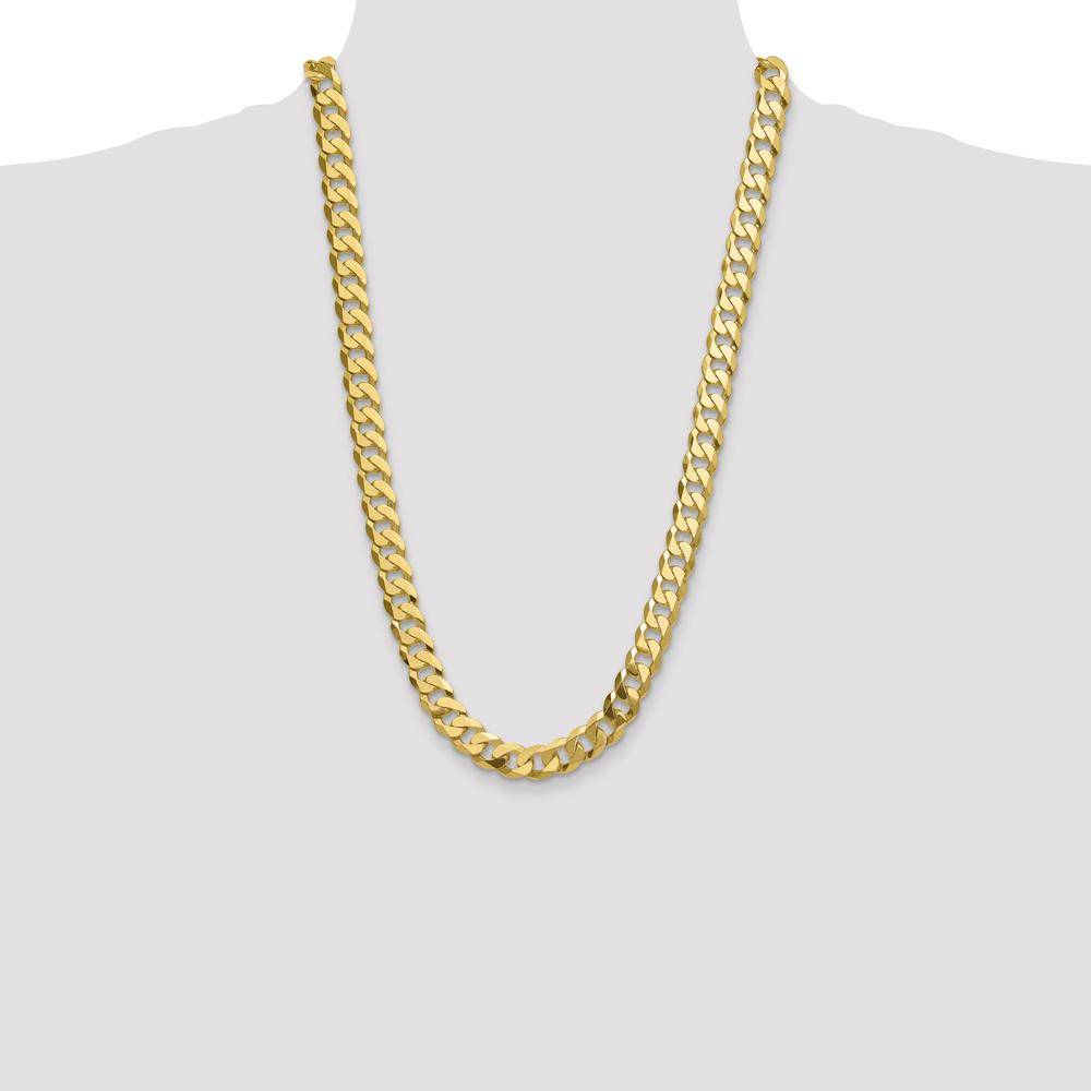 14K Yellow Gold 12.0mm Flat Beveled Curb Chain Necklace - 26 Inches by Oro Pregiato