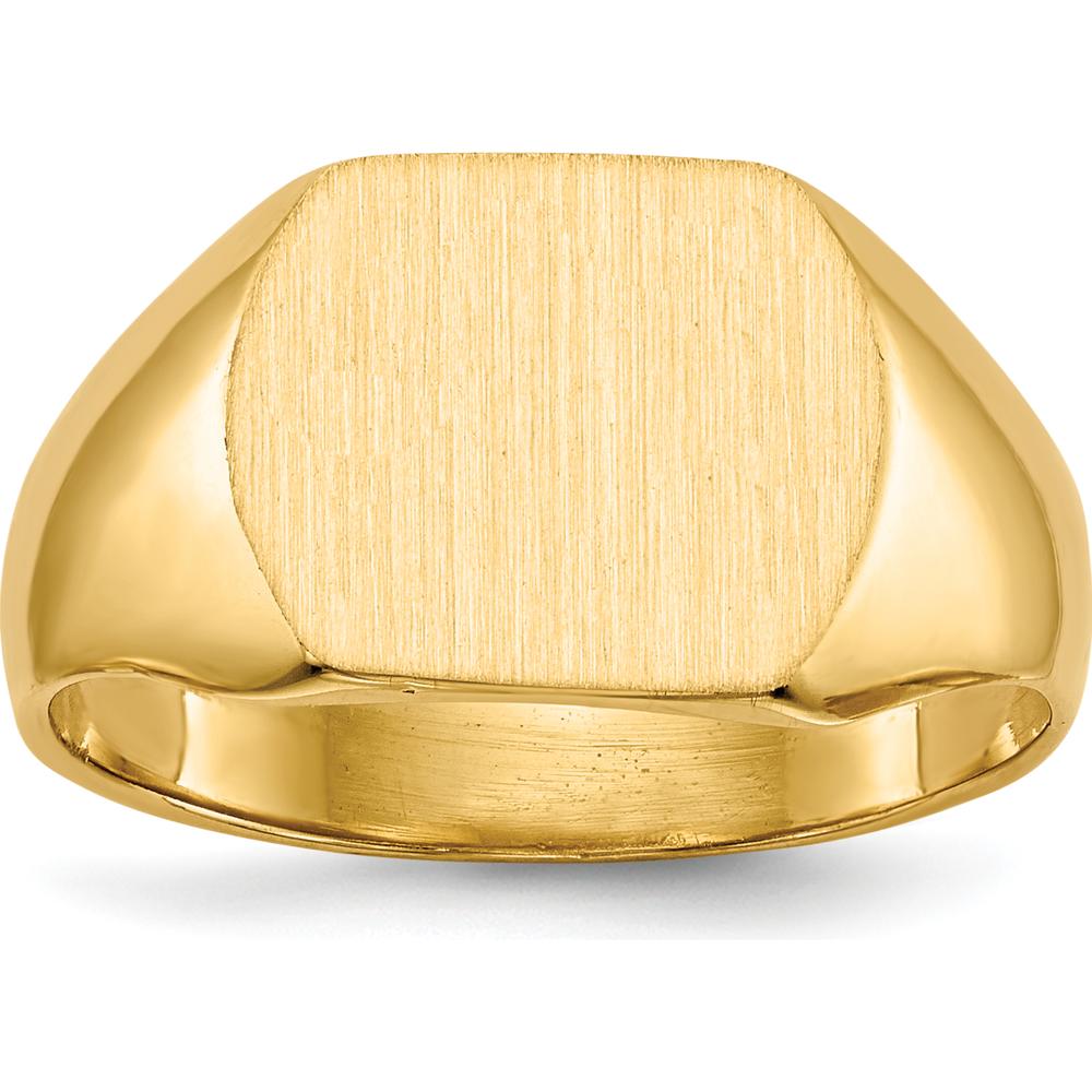 14K Yellow Gold 12.0x10.5mm Satin Finish Signet Ring - Men's Engravable Jewelry by 0