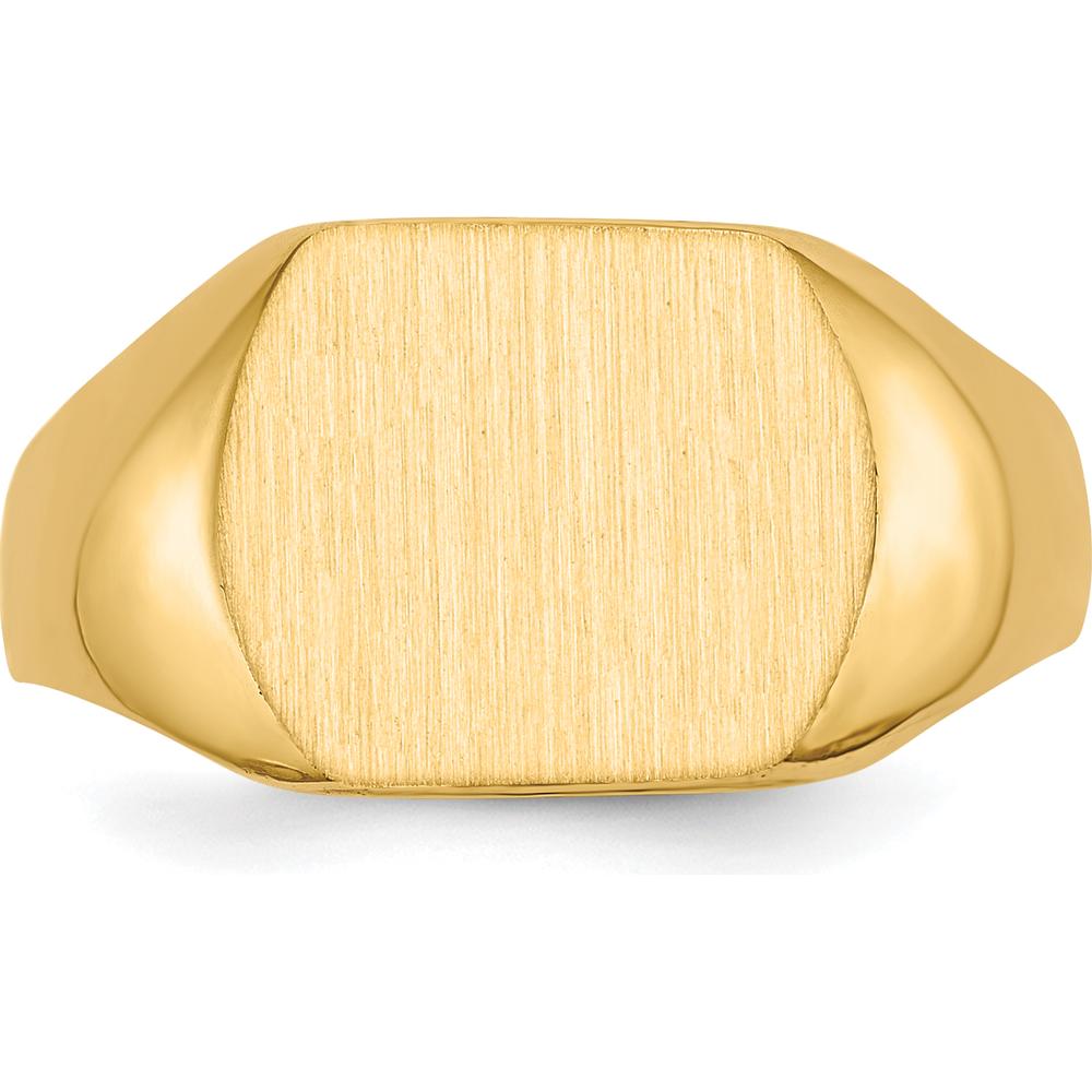 14K Yellow Gold 12.0x10.5mm Satin Finish Signet Ring - Men's Engravable Jewelry by 0