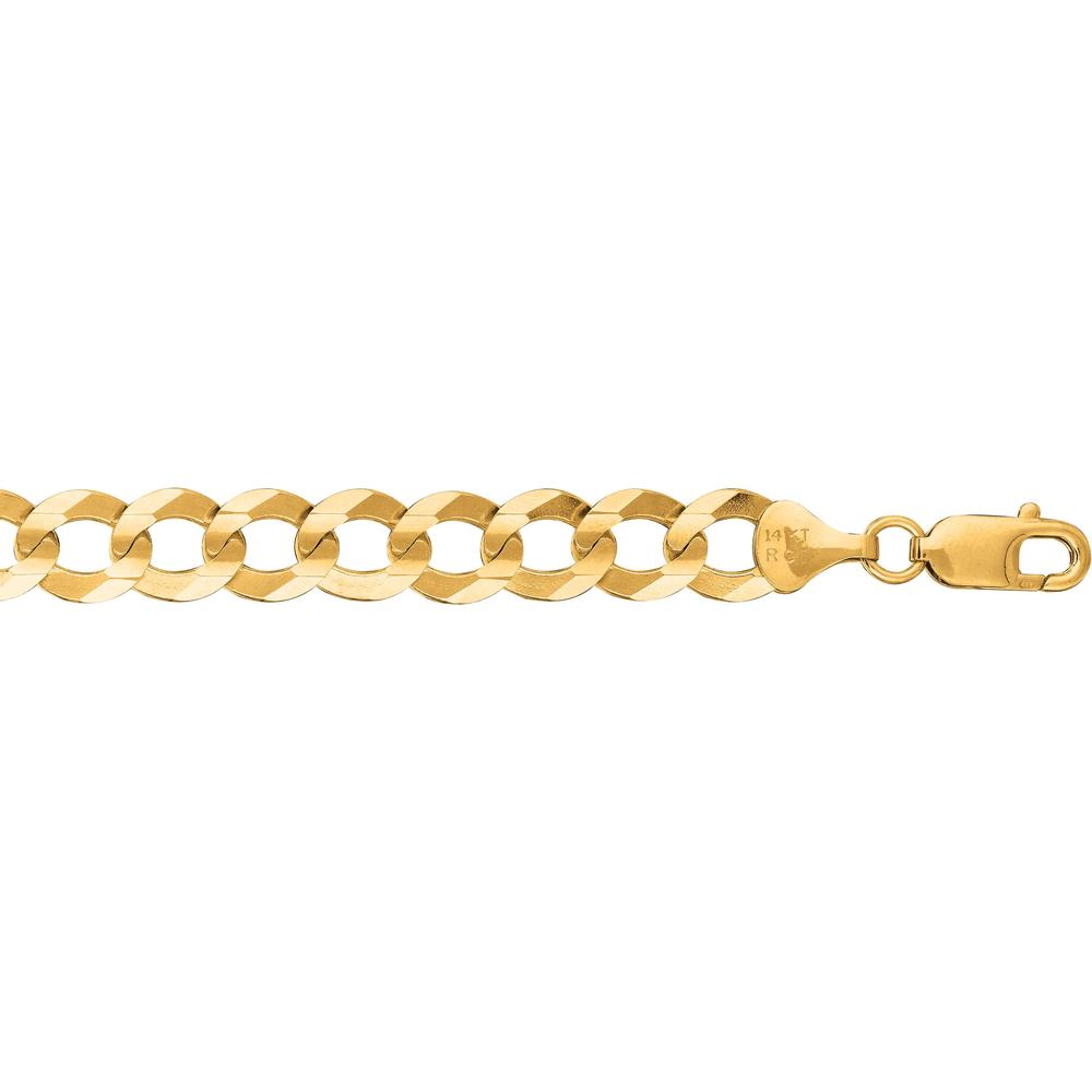 14K Yellow Gold 12.18mm Comfort Curb Chain Bracelet - 8.75" Polished Finish by Orozza Fine Jewelry