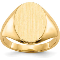 14K Yellow Gold 12.5mm Signet Ring with Polished & Brushed Finish by 0