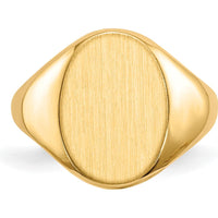 14K Yellow Gold 12.5mm Signet Ring with Polished & Brushed Finish by 0