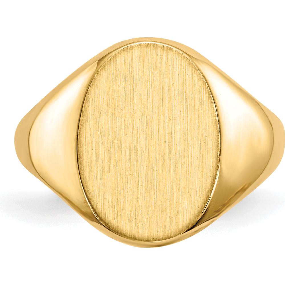 14K Yellow Gold 12.5mm Signet Ring with Polished & Brushed Finish by 0
