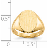 14K Yellow Gold 12.5mm Signet Ring with Polished & Brushed Finish by 0
