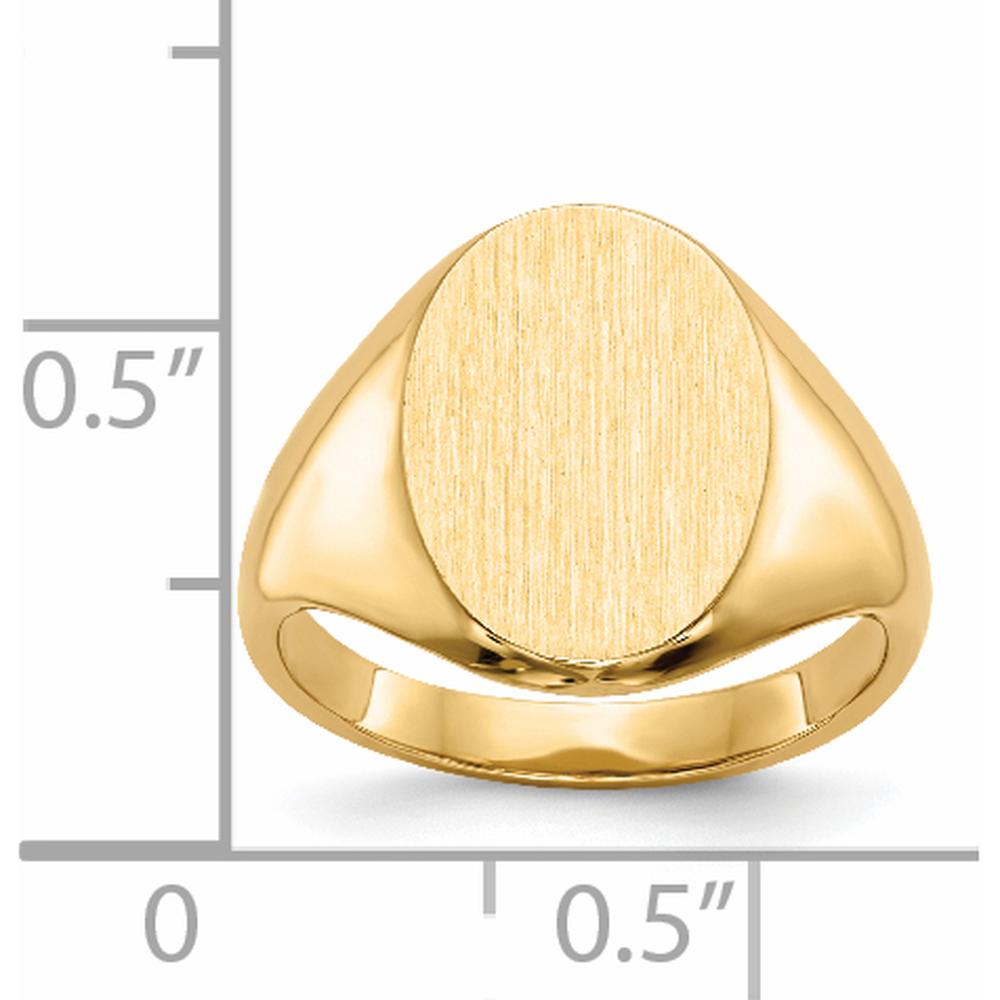 14K Yellow Gold 12.5mm Signet Ring with Polished & Brushed Finish by 0