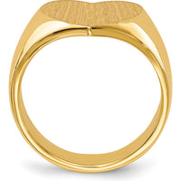 14K Yellow Gold 12.5x11.5mm Heart Signet Ring with Satin Brushed Face and Polished Tapered Band by 0