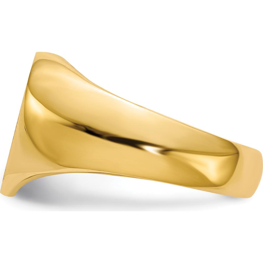 14K Yellow Gold 12.5x11.5mm Heart Signet Ring with Satin Brushed Face and Polished Tapered Band by 0