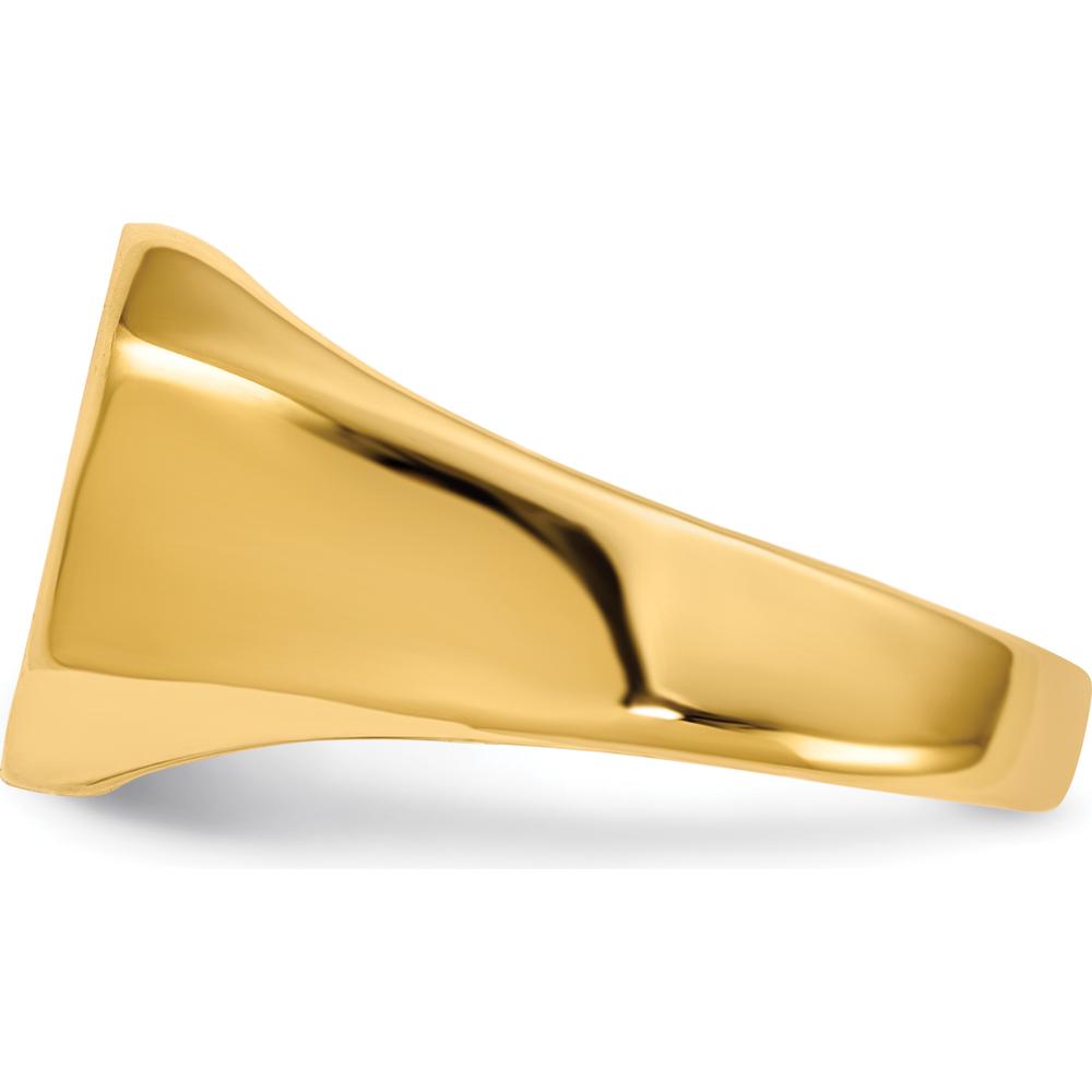 14K Yellow Gold 12.5x11mm Brushed and Polished Engravable Signet Ring by 0