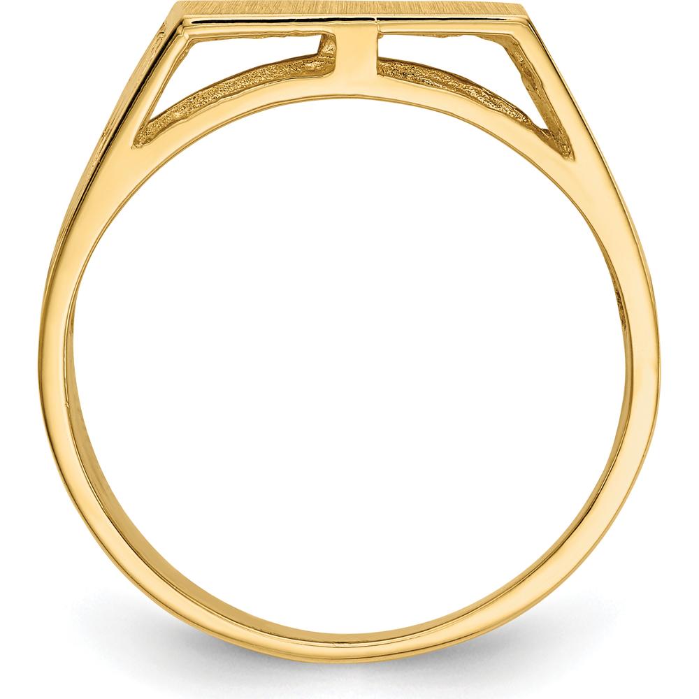 14K Yellow Gold 12.5x12.0mm Open Back Men’s Signet Ring with Polished & Brushed Finish by Oro Pregiato