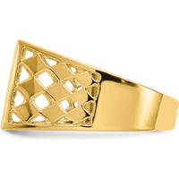 14K Yellow Gold 12.5x12.0mm Open Back Men’s Signet Ring with Polished & Brushed Finish by Oro Pregiato