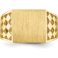 14K Yellow Gold 12.5x12.0mm Open Back Men’s Signet Ring with Polished & Brushed Finish by Oro Pregiato
