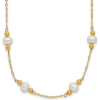 14K Yellow Gold 12-Station 5-6mm Freshwater Cultured Pearl Necklace - 18" by Monteluci Fine Jewelry