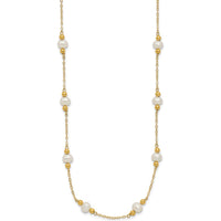 14K Yellow Gold 12-Station 5-6mm Freshwater Cultured Pearl Necklace - 18" by Monteluci Fine Jewelry