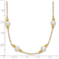14K Yellow Gold 12-Station 5-6mm Freshwater Cultured Pearl Necklace - 18" by Monteluci Fine Jewelry