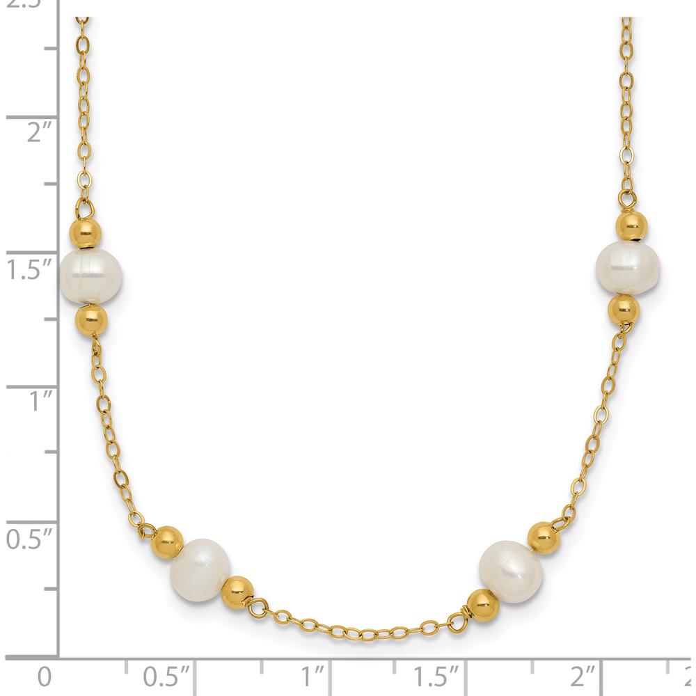 14K Yellow Gold 12-Station 5-6mm Freshwater Cultured Pearl Necklace - 18" by Monteluci Fine Jewelry