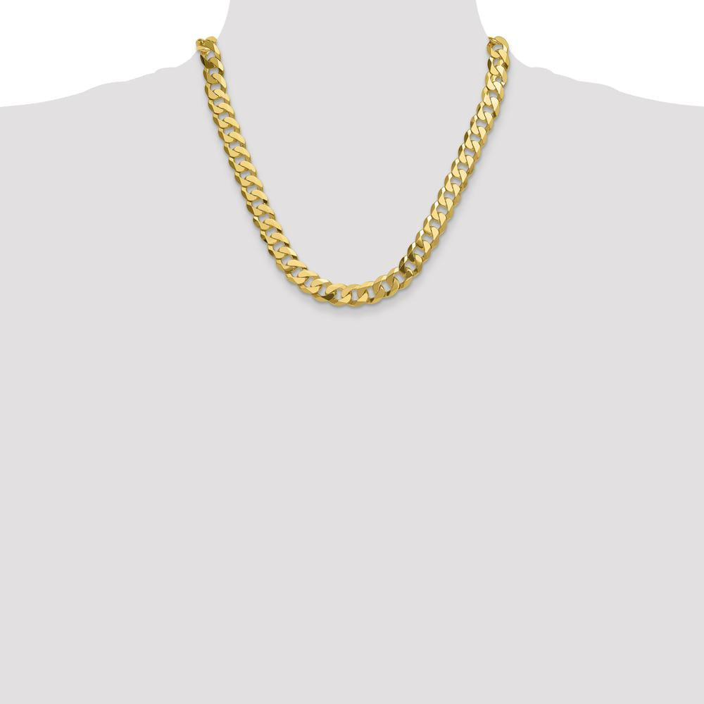 14K Yellow Gold 12mm Flat Beveled Curb Chain Necklace - 20 Inches by Oro Pregiato