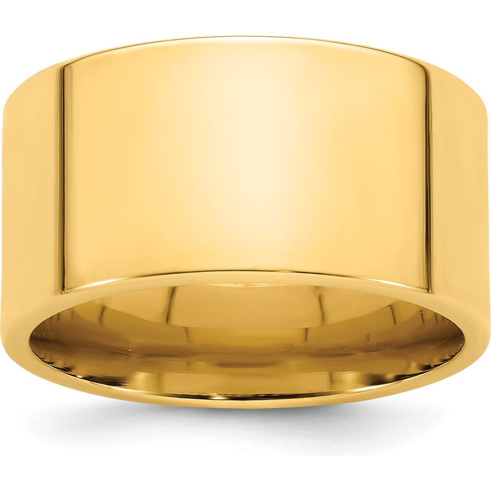 14K Yellow Gold 12mm Flat Comfort Fit Wedding Band - Polished Finish, Sizable and Engravable by Luciano & Cie