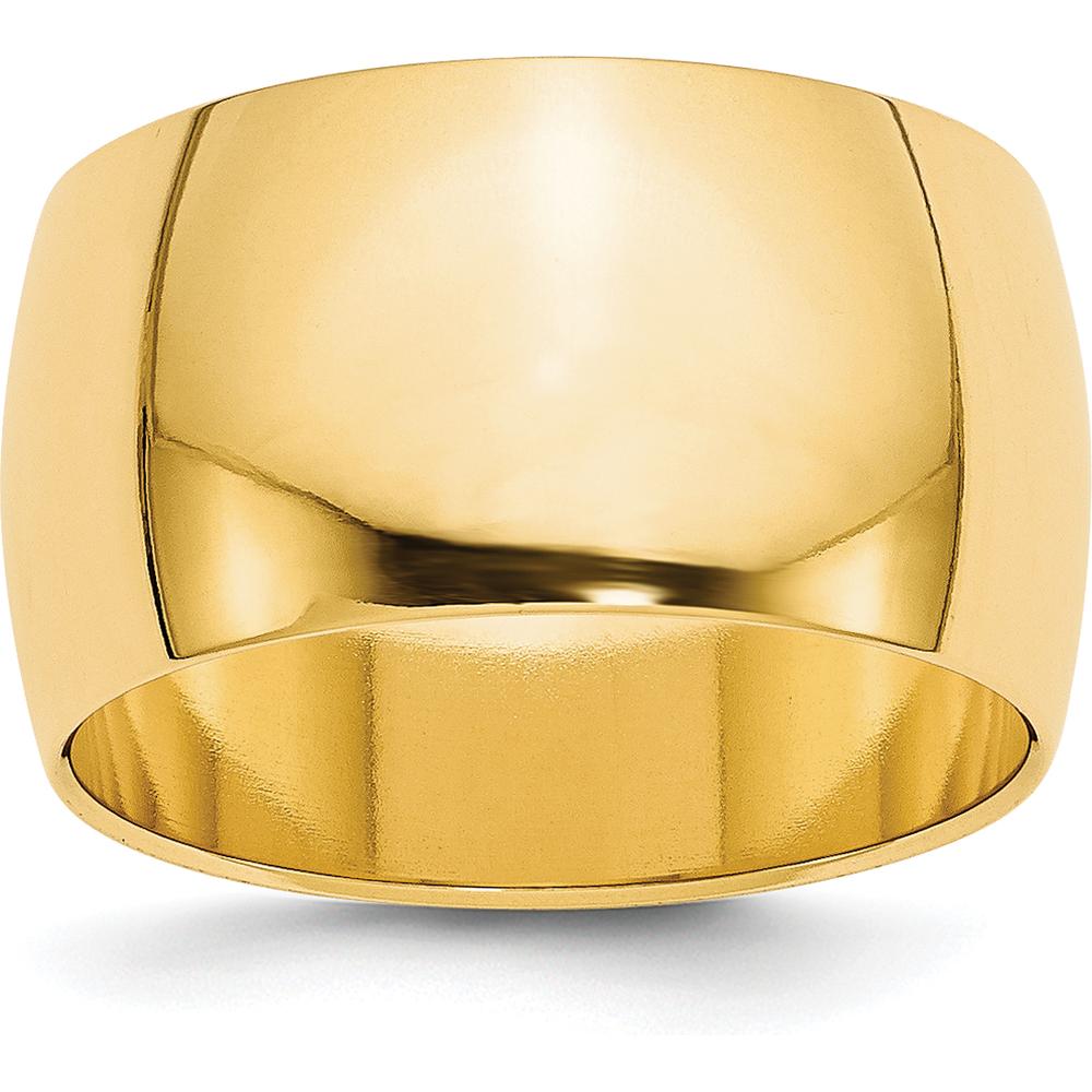 14K Yellow Gold 12mm Half Round Wedding Band - Size 9.5 by Luciano & Cie