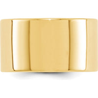 14K Yellow Gold 12mm Lightweight Flat Wedding Band - Size 7 - Polished Finish, Engravable, Comfortable Fit by Luciano & Cie