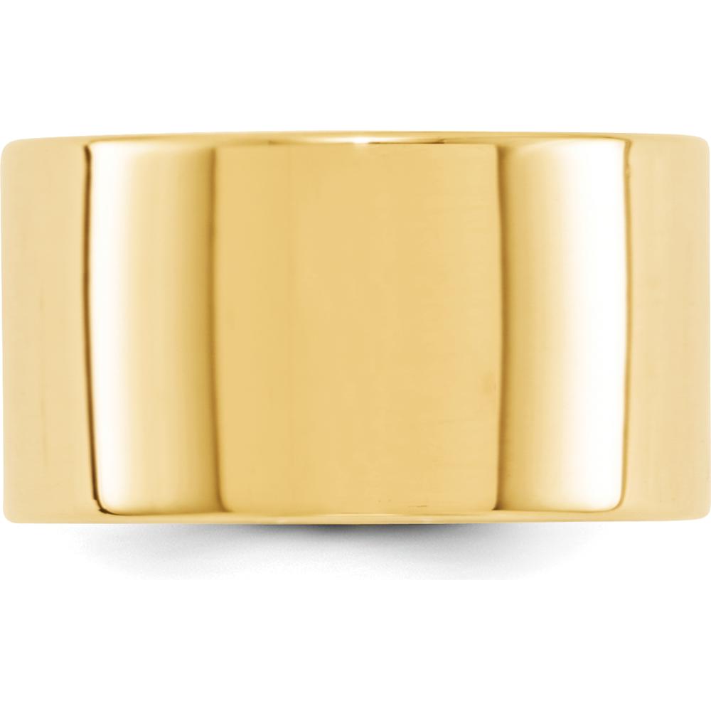 14K Yellow Gold 12mm Lightweight Flat Wedding Band - Size 7 - Polished Finish, Engravable, Comfortable Fit by Luciano & Cie
