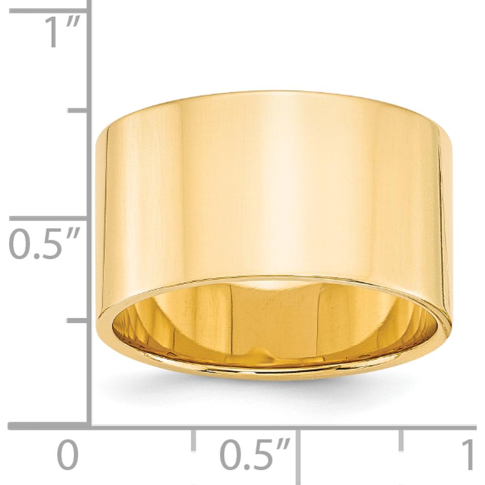 14K Yellow Gold 12mm Lightweight Flat Wedding Band - Size 7 - Polished Finish, Engravable, Comfortable Fit by Luciano & Cie