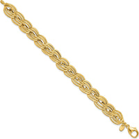 14K Yellow Gold 12mm Polished Fancy Link Bracelet - 7.5 Inches by Oro Pregiato