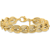 14K Yellow Gold 12mm Polished Fancy Link Bracelet - 7.5 Inches by Oro Pregiato