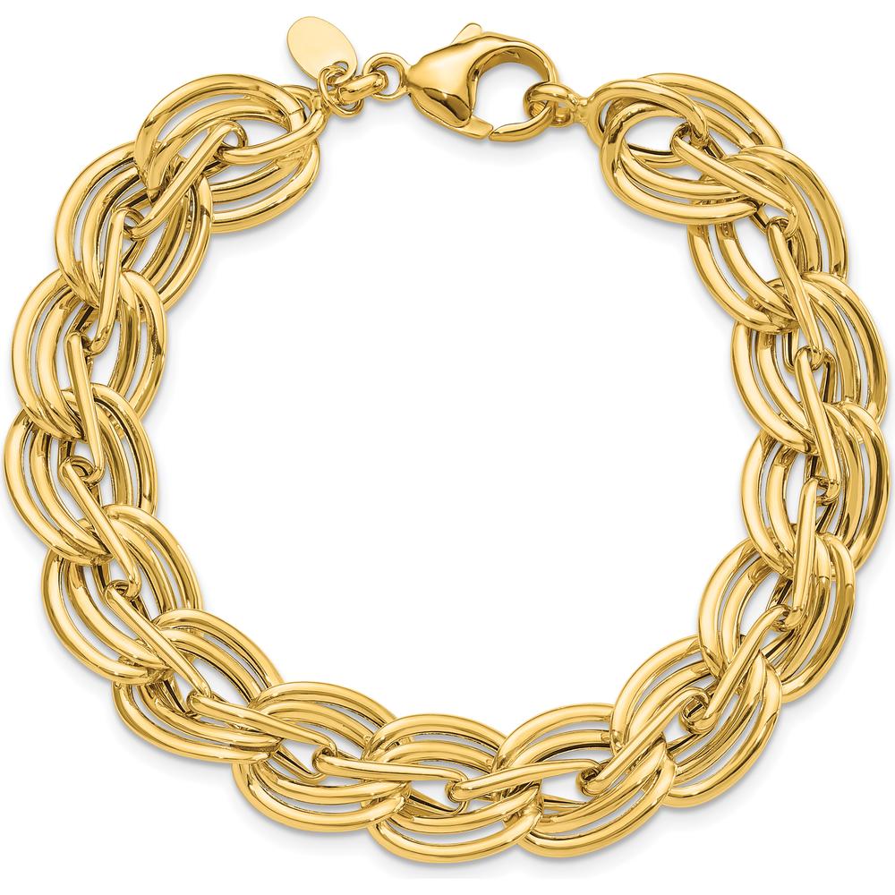 14K Yellow Gold 12mm Polished Fancy Link Bracelet - 7.5 Inches by Oro Pregiato
